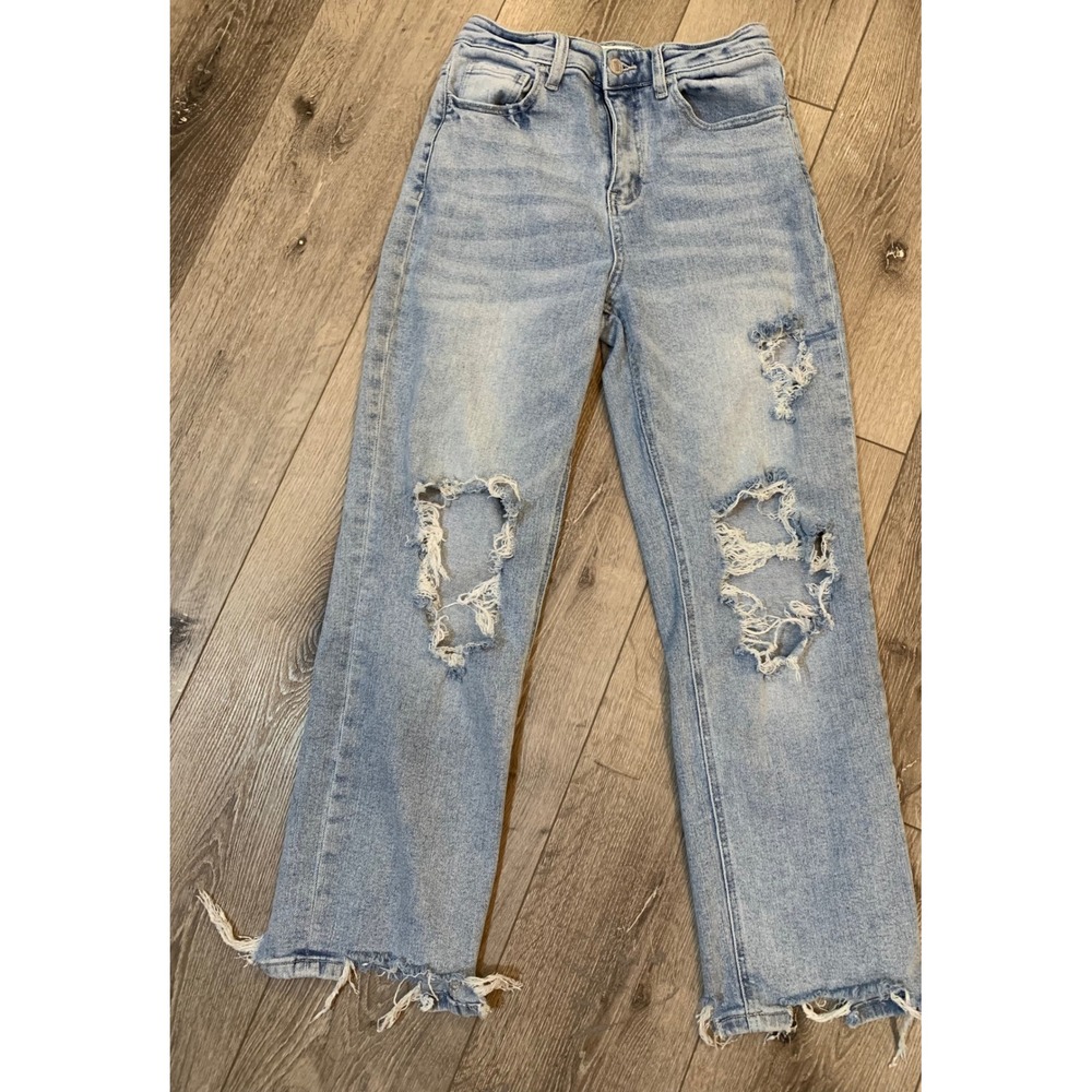 Vervet Distressed Straight Leg Jeans 29 Light Wash Y2K Streetwear Retro Indie